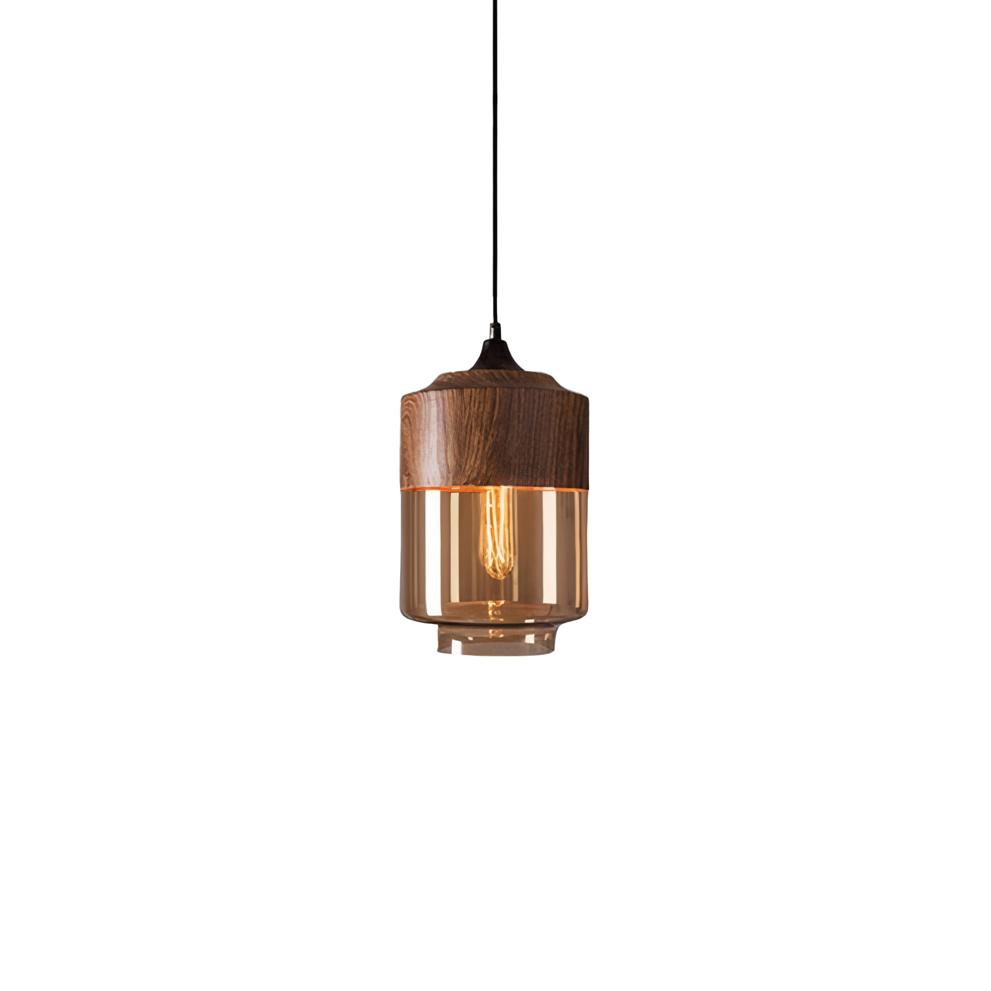 Wood and Coloured Glass Pendant Light | Warm, Modern Design