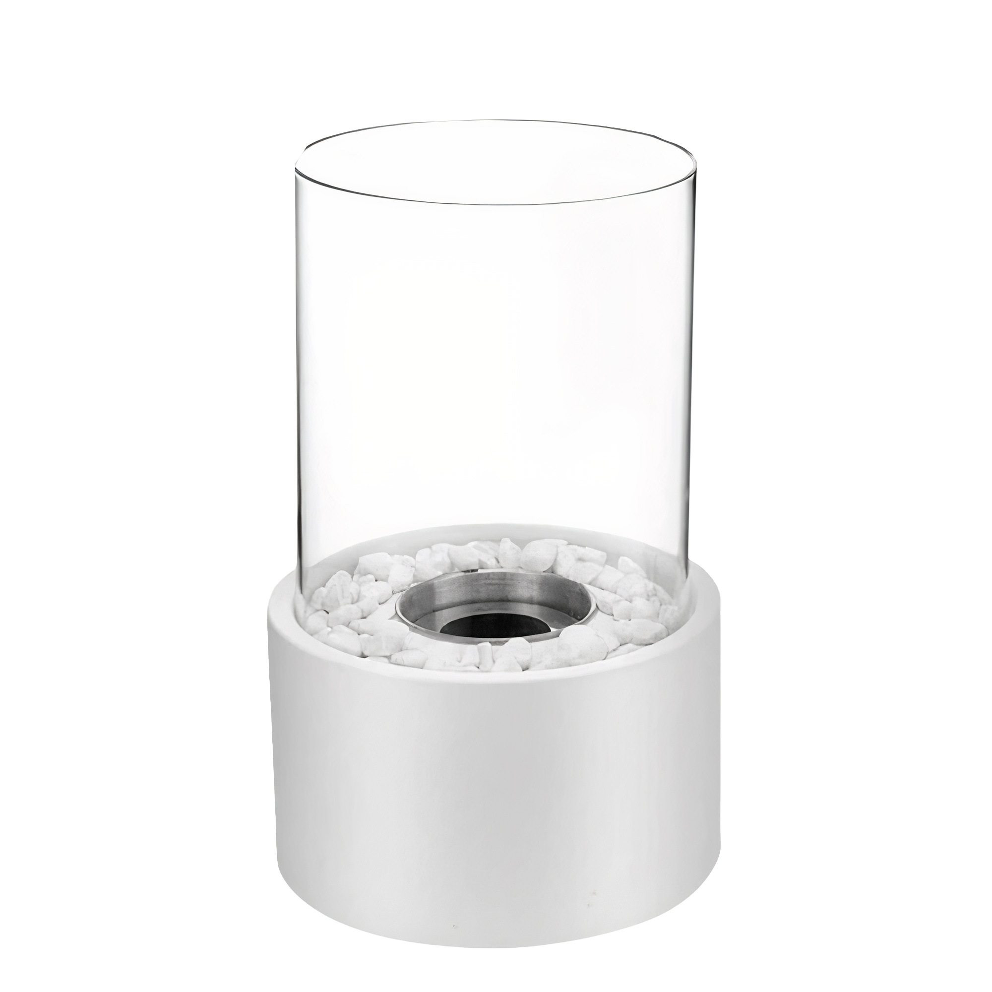 Round Oil Lamp | Glass and Metal, Open Flame Table Décor