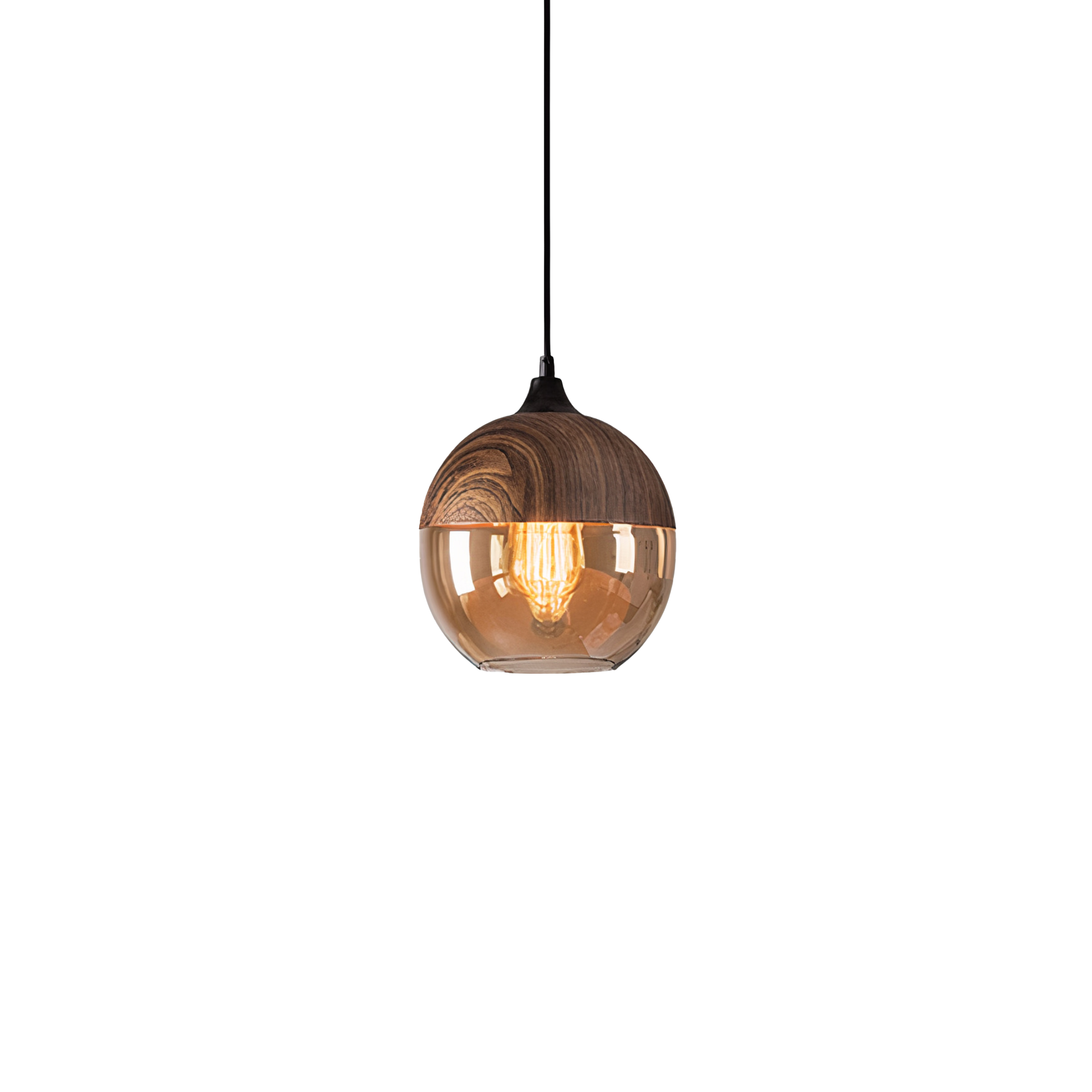 Wood and Coloured Glass Pendant Light | Warm, Modern Design