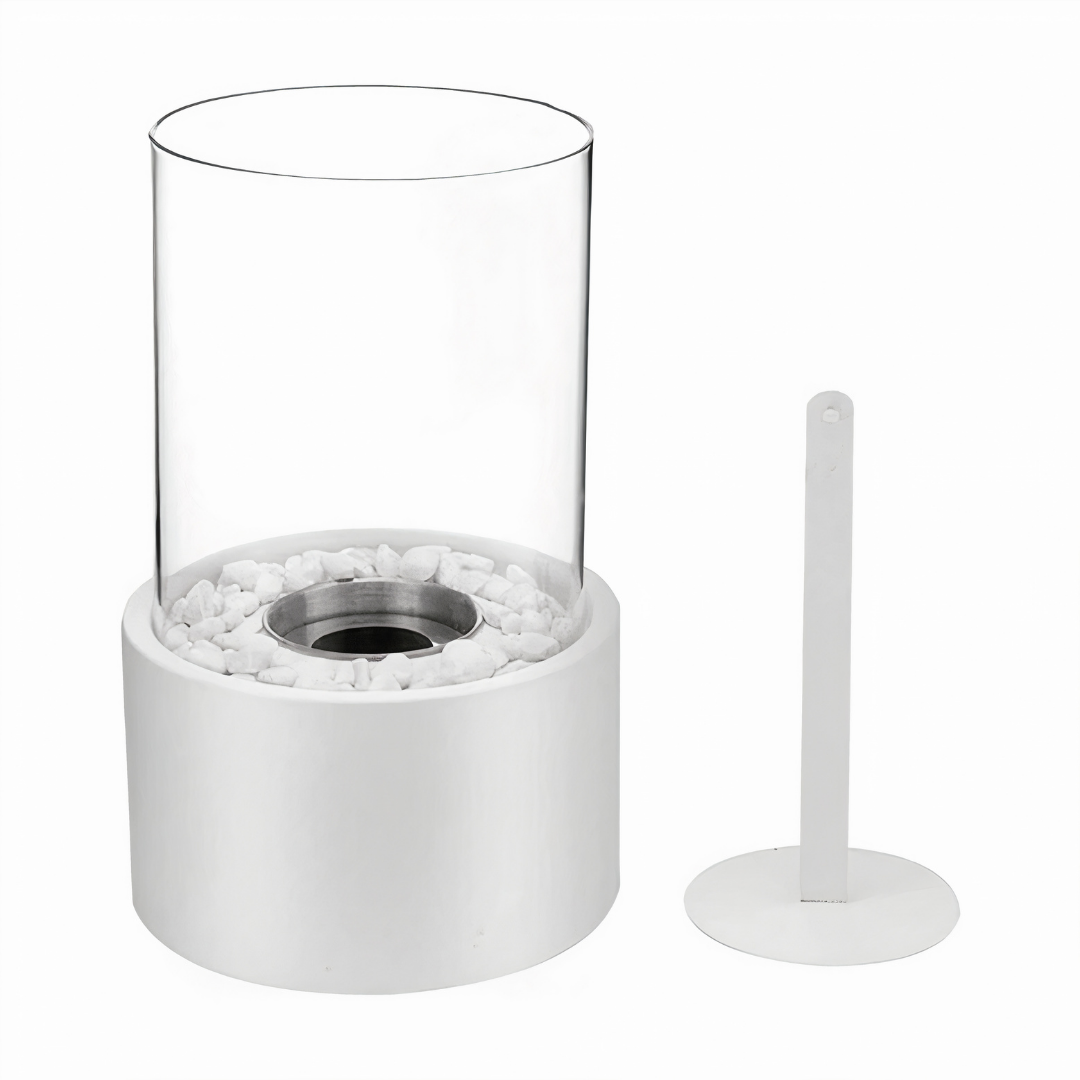 Round Oil Lamp | Glass and Metal, Open Flame Table Décor