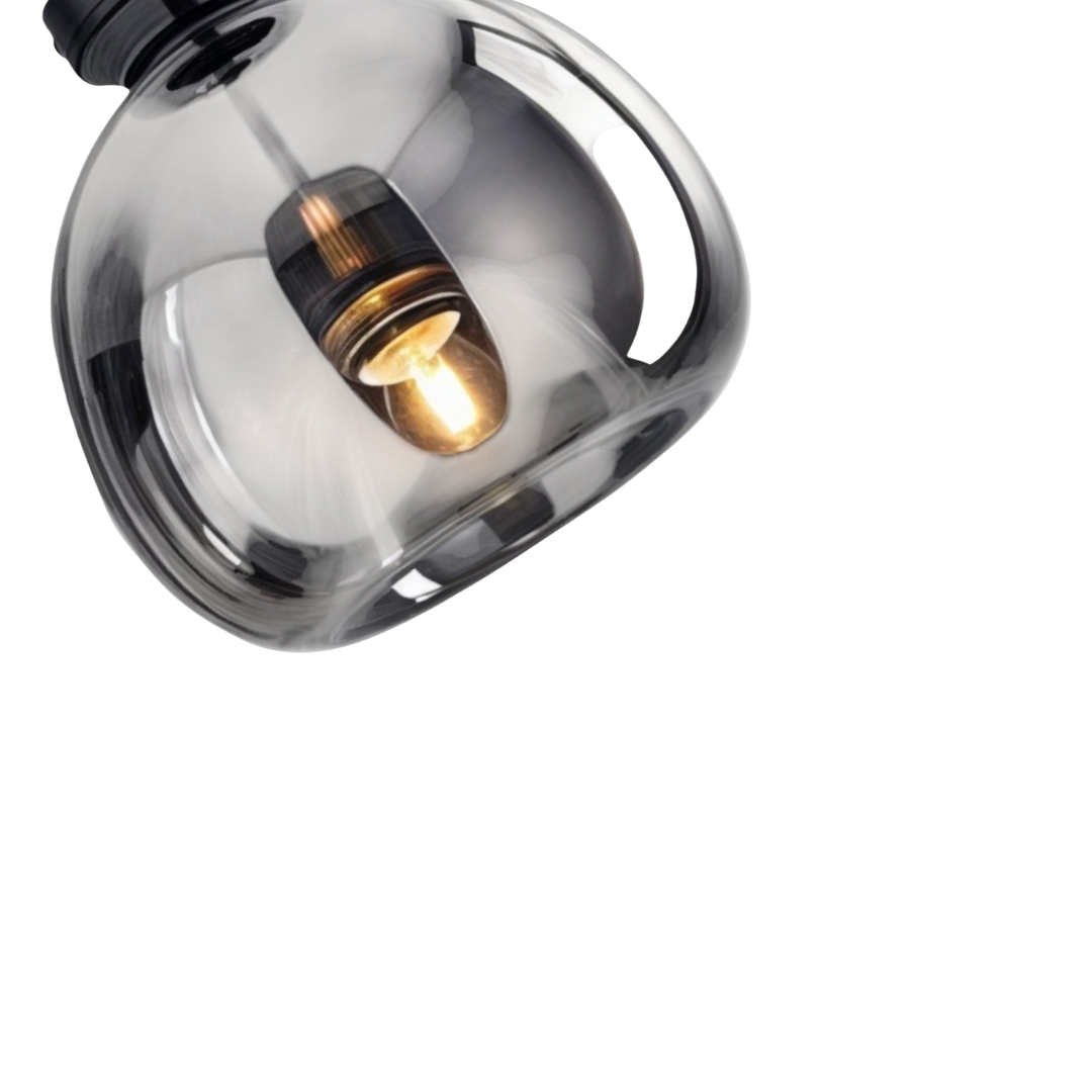 Round Glass Ceiling Light | Smoked or Cognac Glass, Modern Minimal