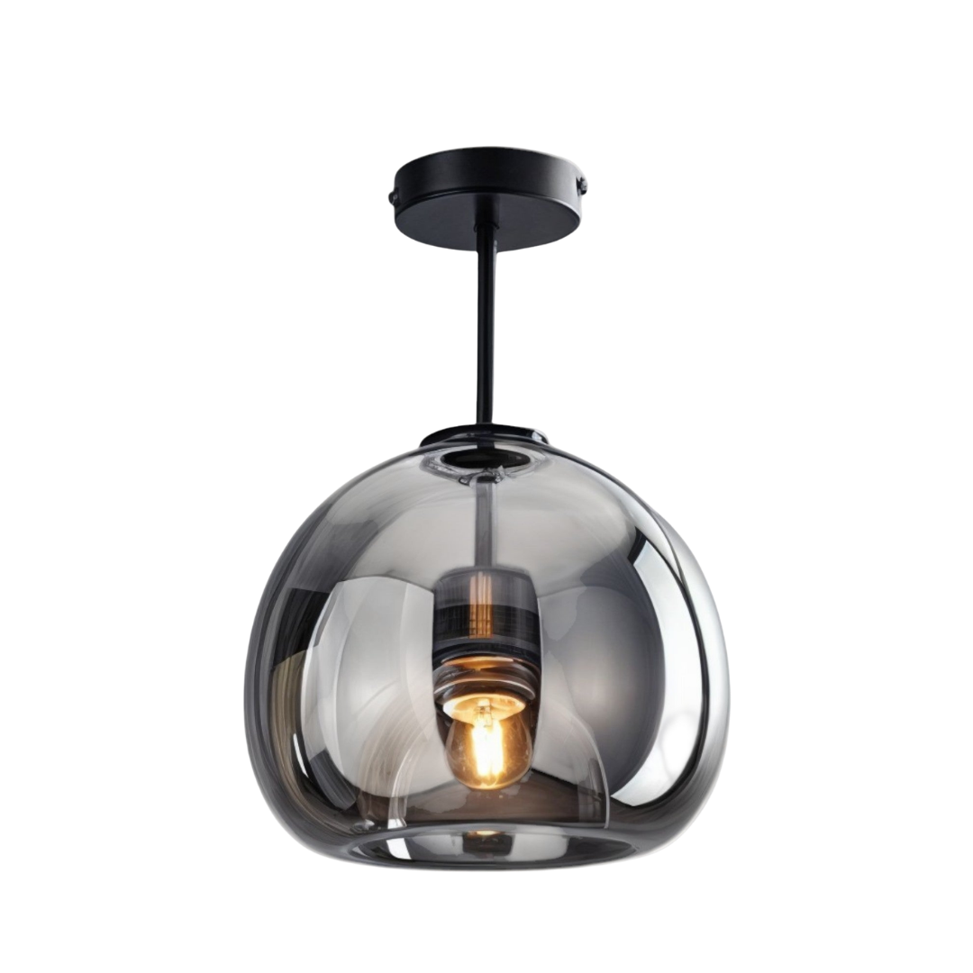 Round Glass Ceiling Light | Smoked or Cognac Glass, Modern Minimal