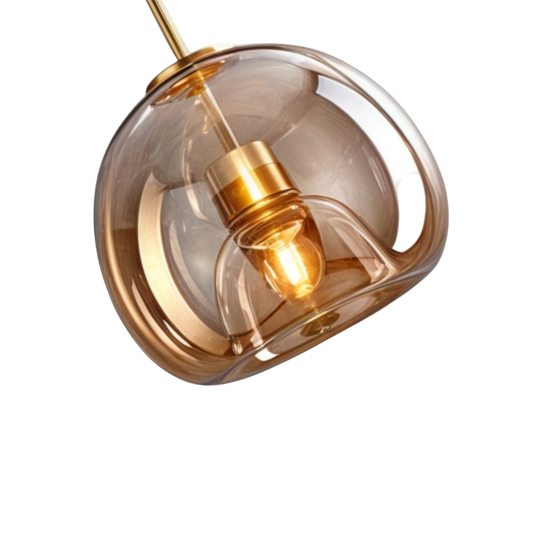 Round Glass Ceiling Light | Smoked or Cognac Glass, Modern Minimal