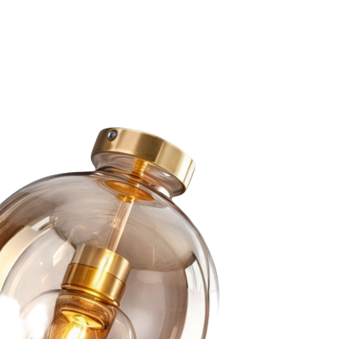 Round Glass Ceiling Light | Smoked or Cognac Glass, Modern Minimal