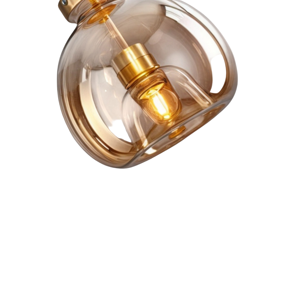 Round Glass Ceiling Light | Smoked or Cognac Glass, Modern Minimal