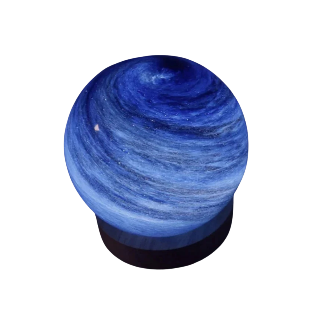 Moon Glass Table Lamp | Dimmable LED, Wood Base, USB