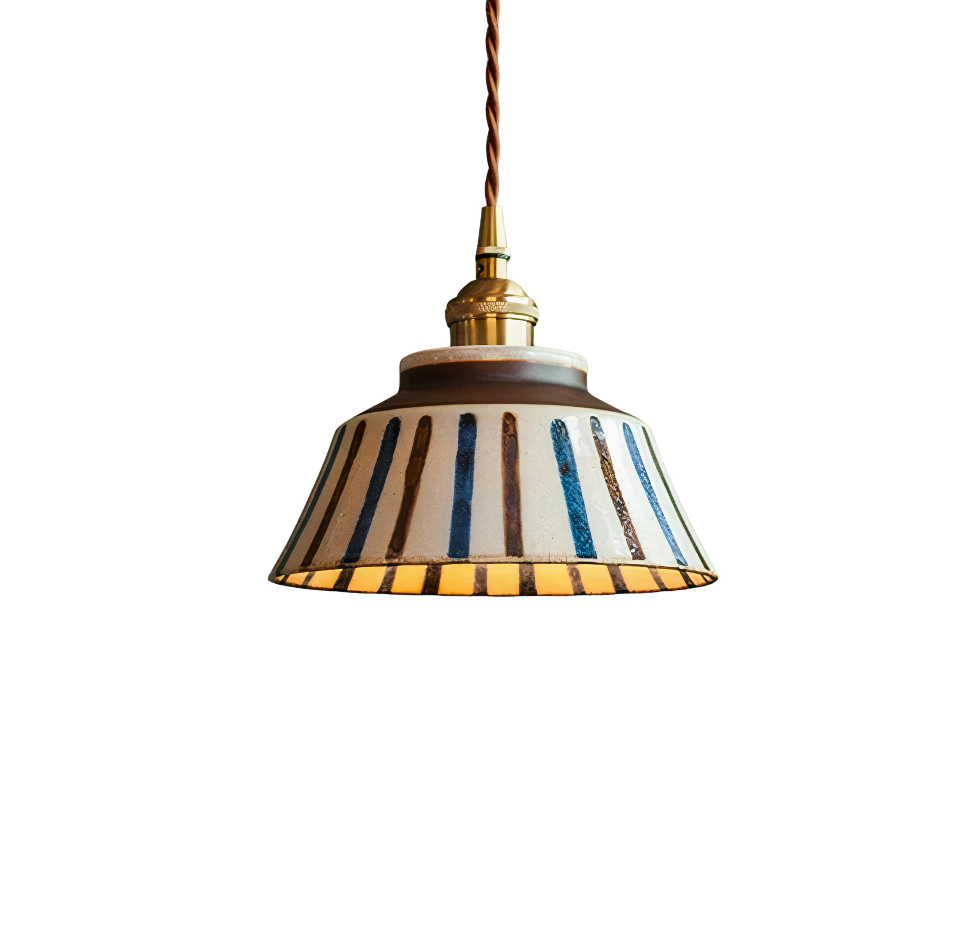 Hand-Painted Ceramic Pendant Light | Scandinavian Floral Design