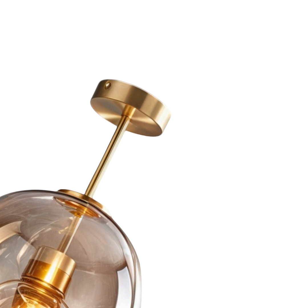 Round Glass Ceiling Light | Smoked or Cognac Glass, Modern Minimal