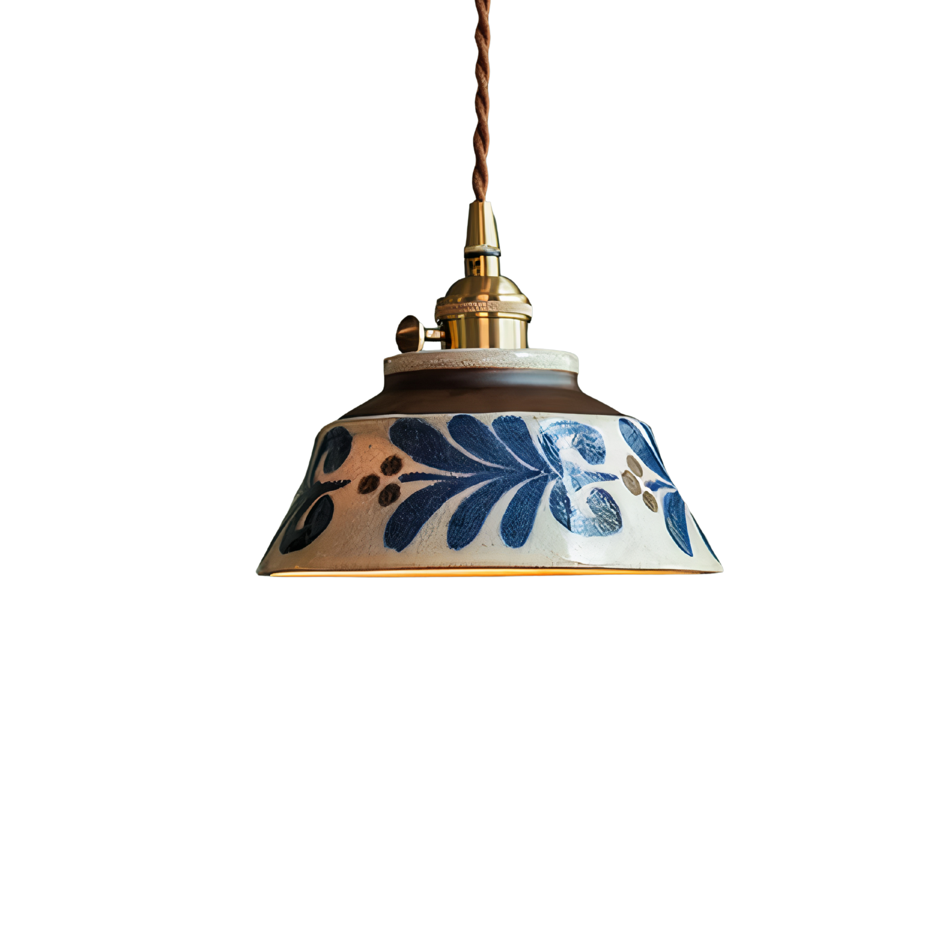 Hand-Painted Ceramic Pendant Light | Scandinavian Floral Design