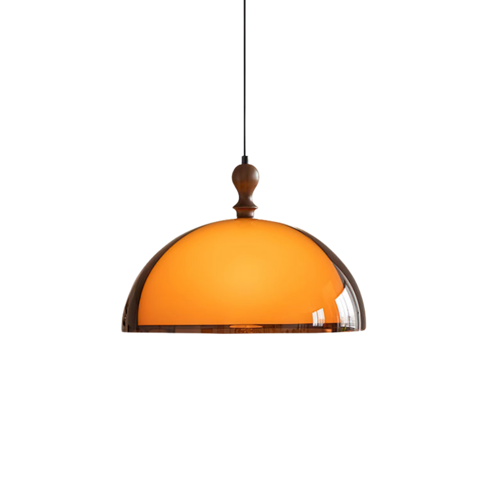Walnut Wood Dome Pendant Light | Modern Japandi, E27