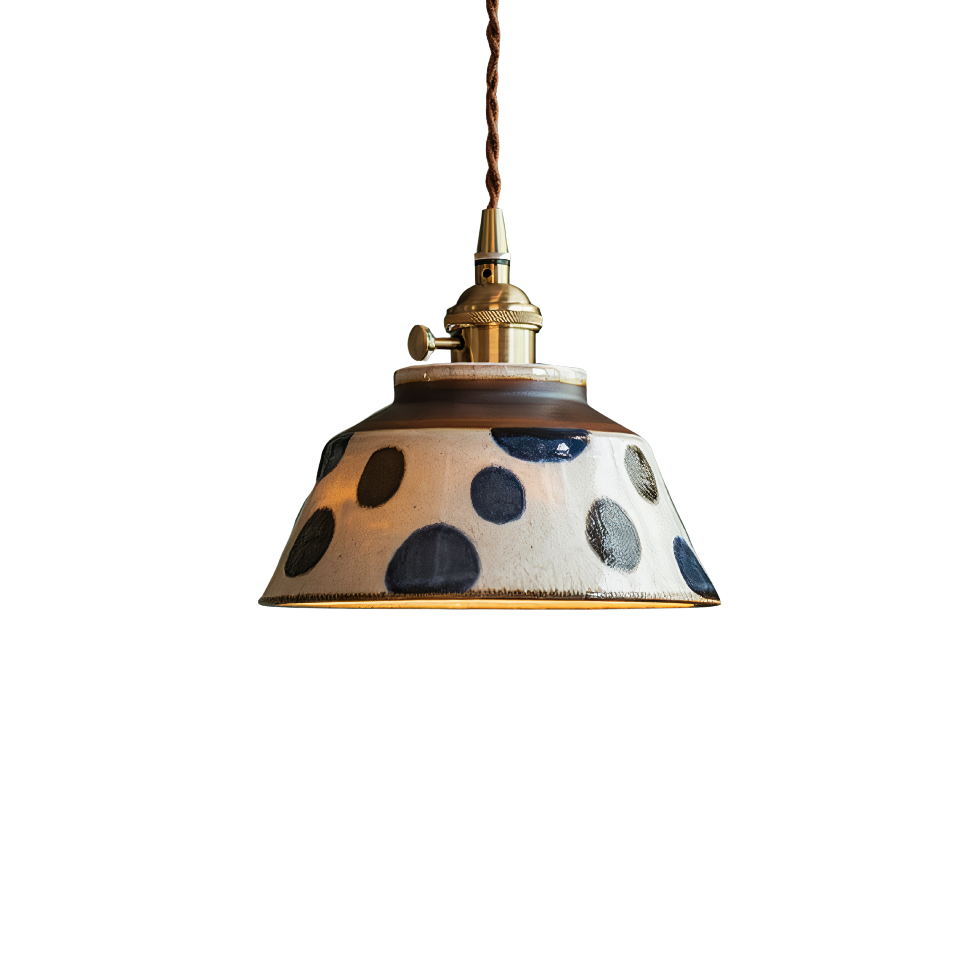 Hand-Painted Ceramic Pendant Light | Scandinavian Floral Design