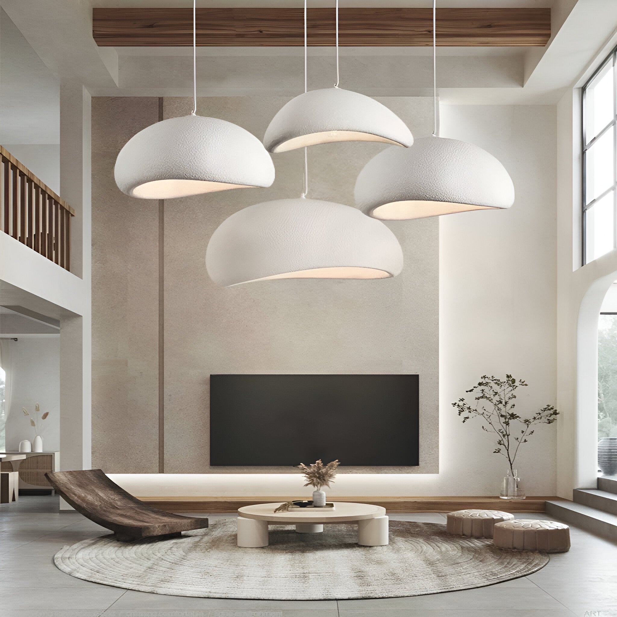 Wabi Sabi Fiberglass Pendant Light | Japandi Style, 7 Sizes