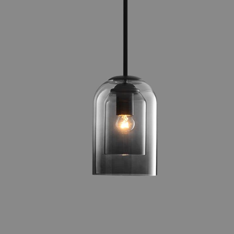 Double Glass Pendant Light | Smoked Glass, E27 Dimmable