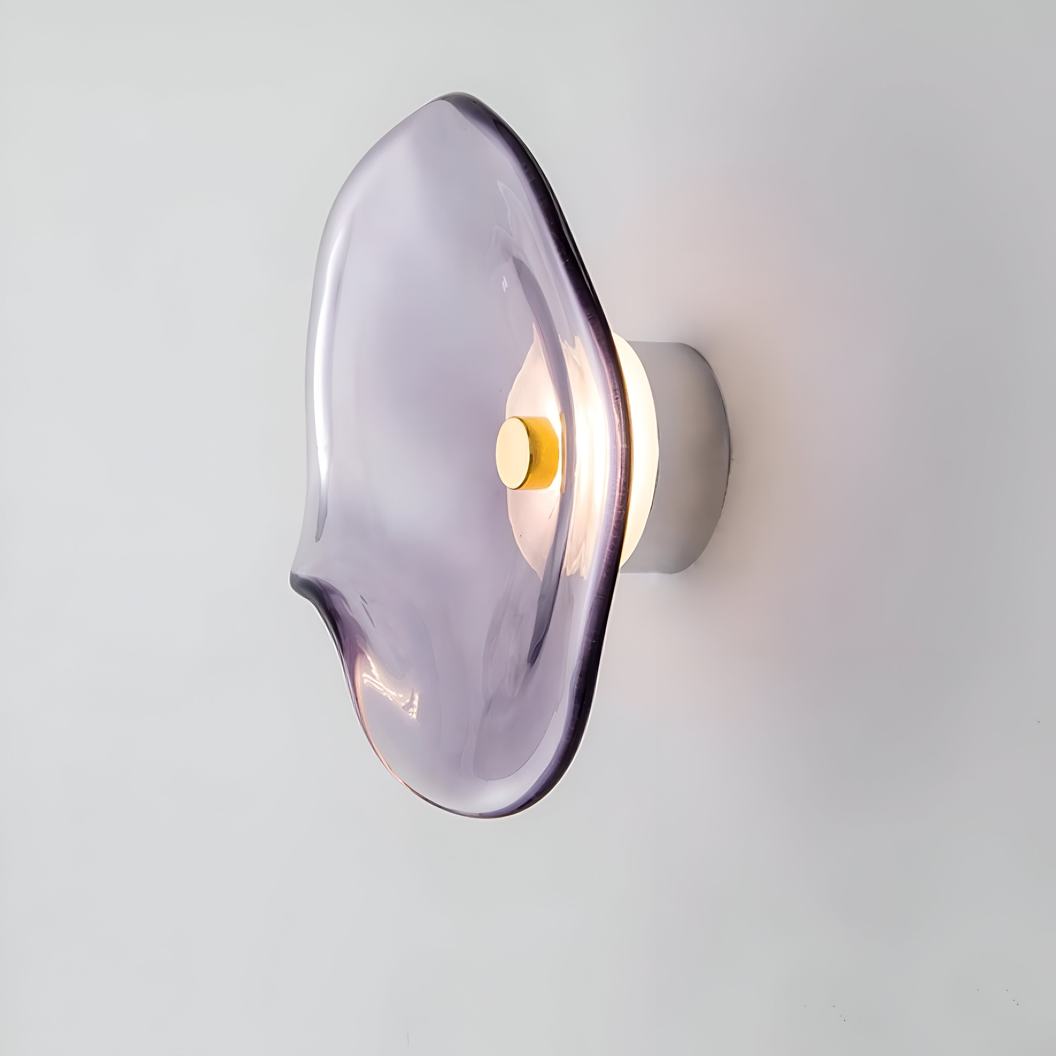 Curved Glass LED Wall Light | Japandi Style, Warm White