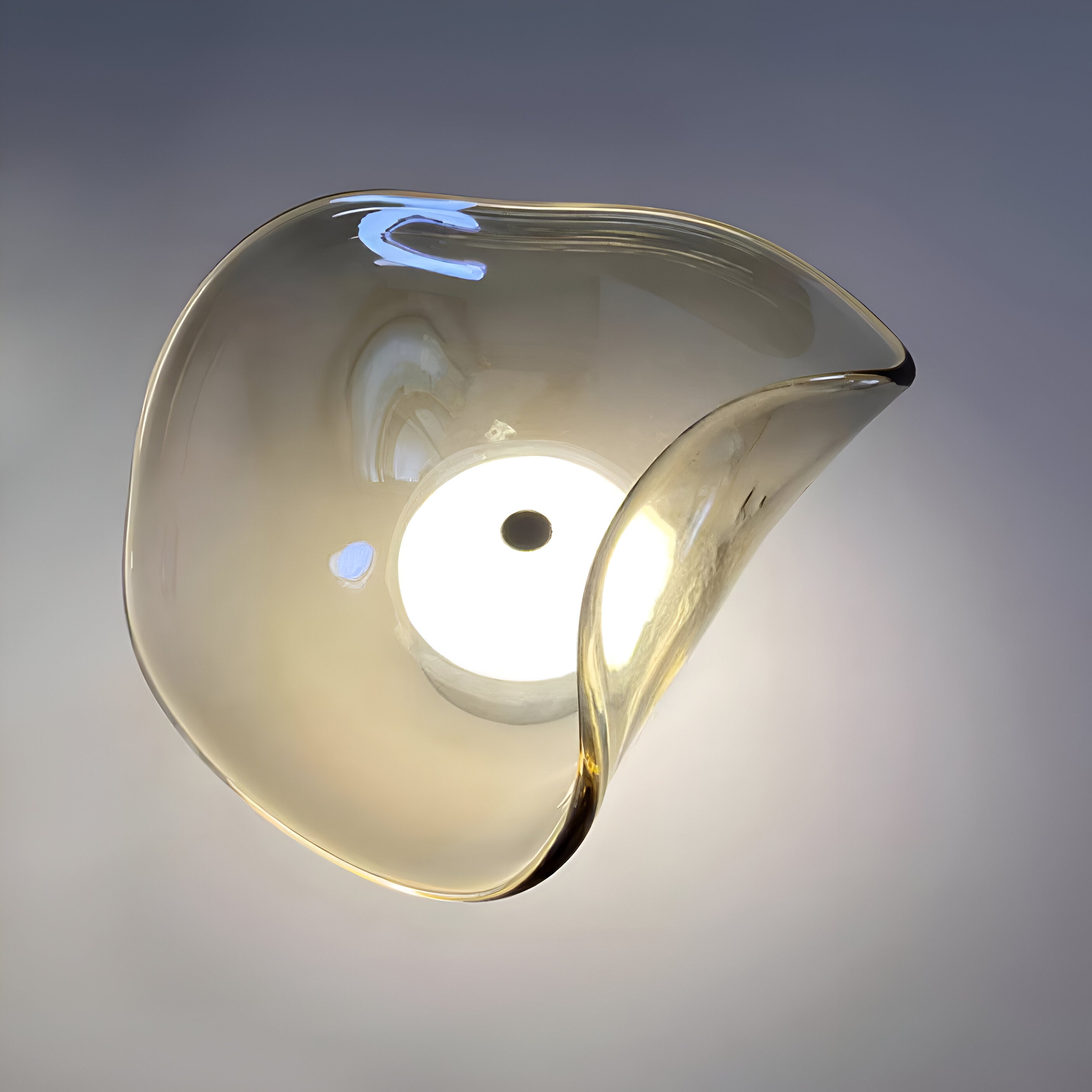 Curved Glass LED Wall Light | Japandi Style, Warm White