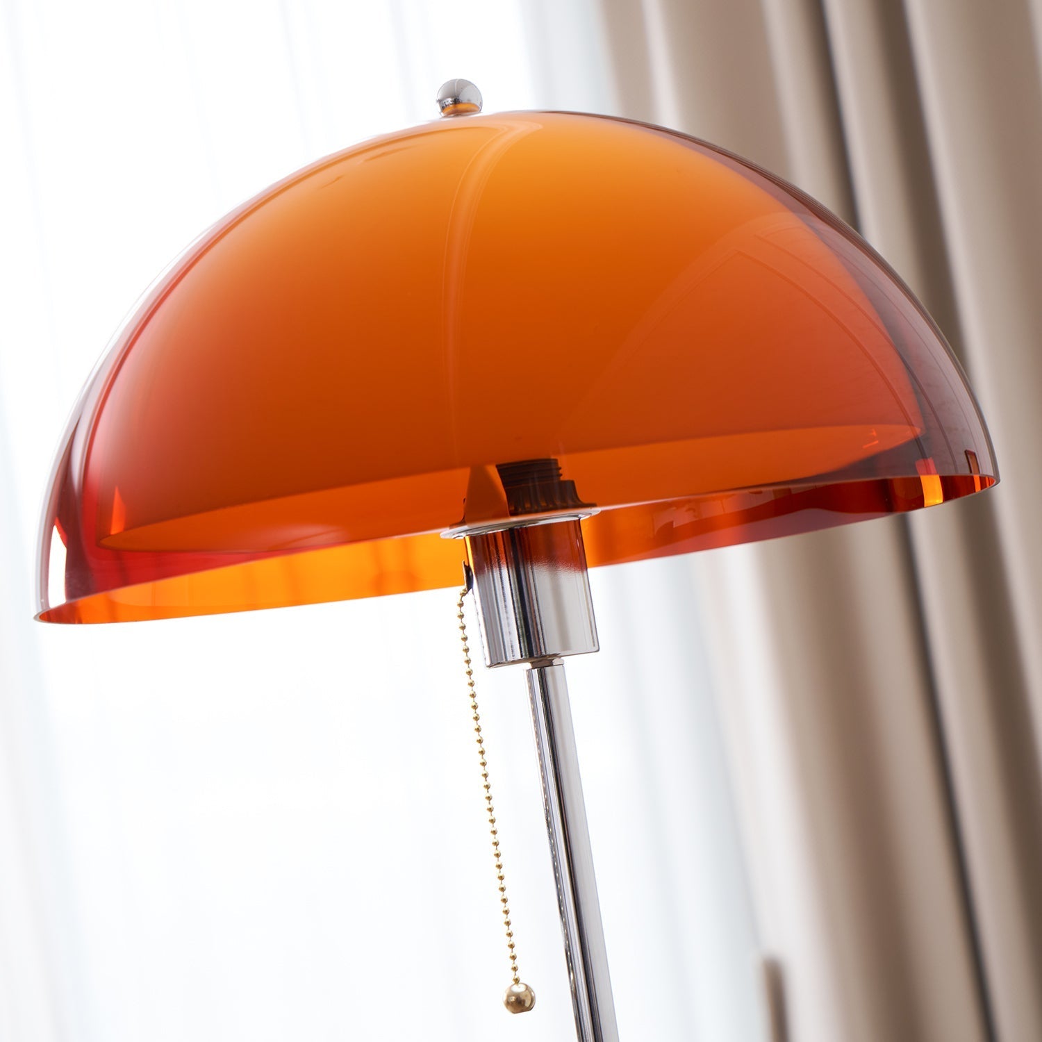Amber Globe Floor Lamp | Mid-Century Walnut Wood, E27