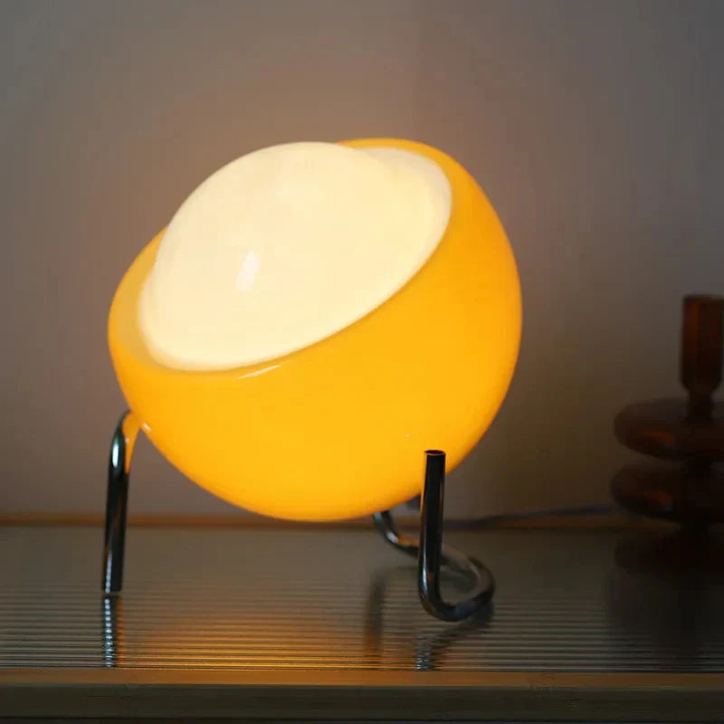 Bauhaus Glass Table Lamp | White and Orange, LED with 3 Light Modes