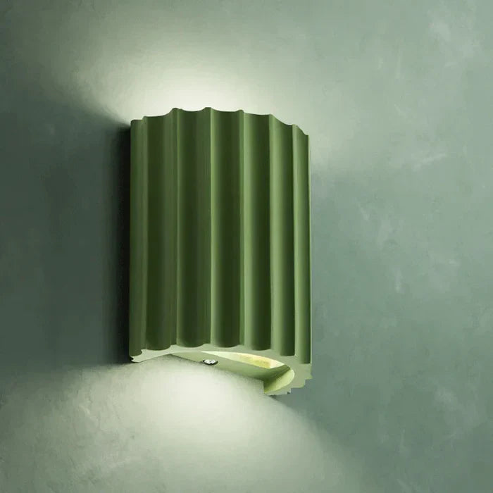 Nordic Resin Wall Light | Sculptural Wave Shade, Warm Glow