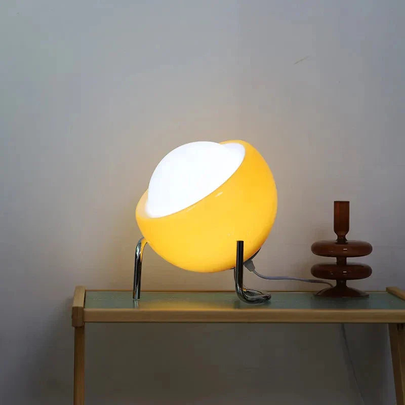 Bauhaus Glass Table Lamp | White and Orange, LED with 3 Light Modes