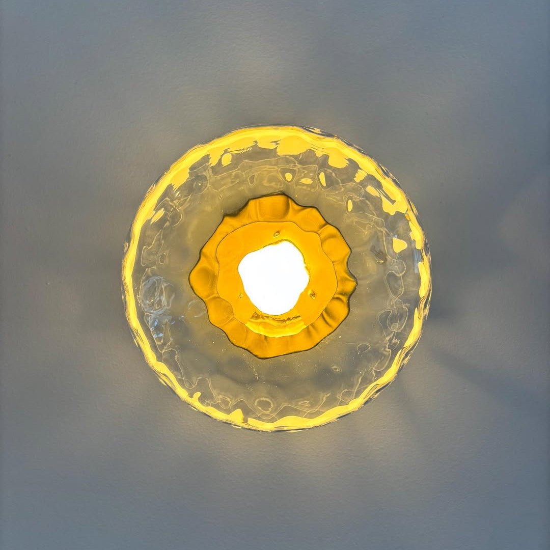 Nordic Round Glass Wall Sconce | Rippled Mouth-Blown Glass
