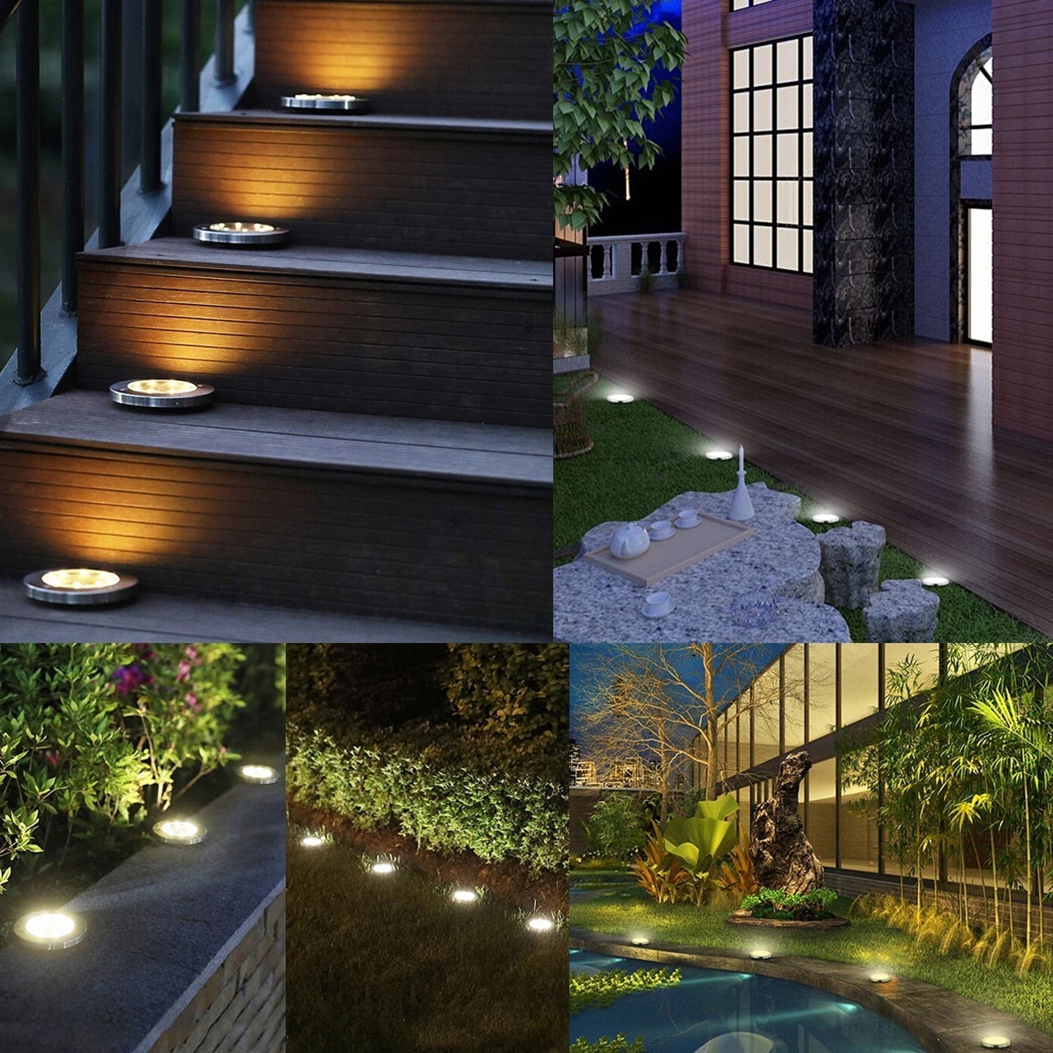 Solar Garden Path Lights | Set of 4, IP65 Warm White LED