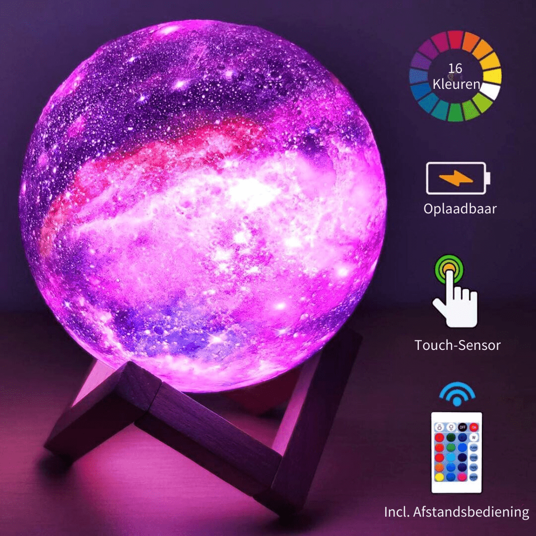 Moon Lamp Night Light | 16 Colours, Dimmable with Remote