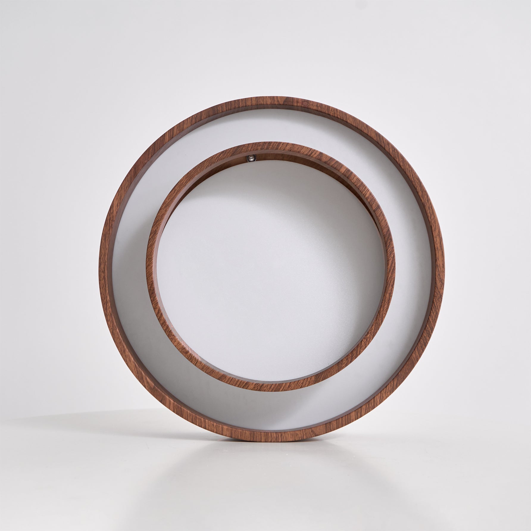 Round Walnut LED Ceiling Light | Japandi Style, Dimmable
