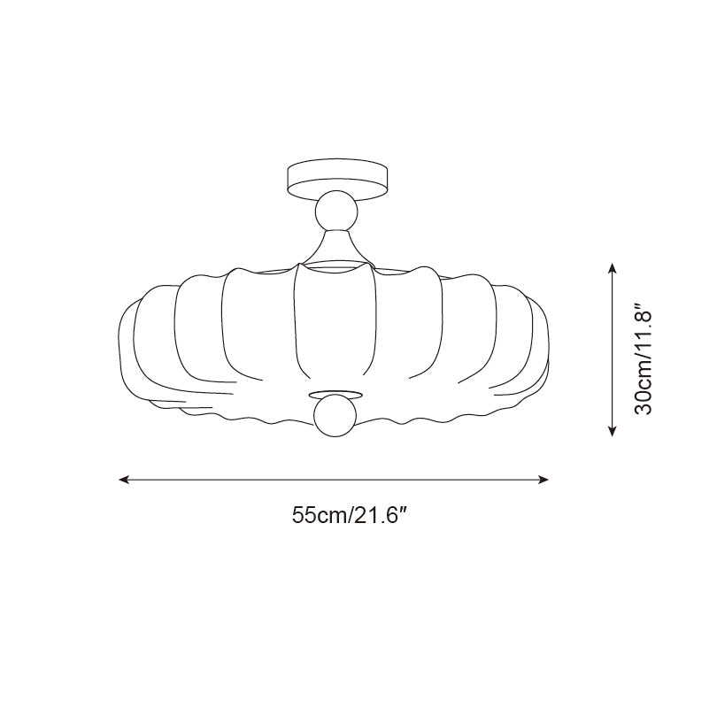 Floral Relief Fabric Ceiling Light | Walnut Wood, Warm White LED