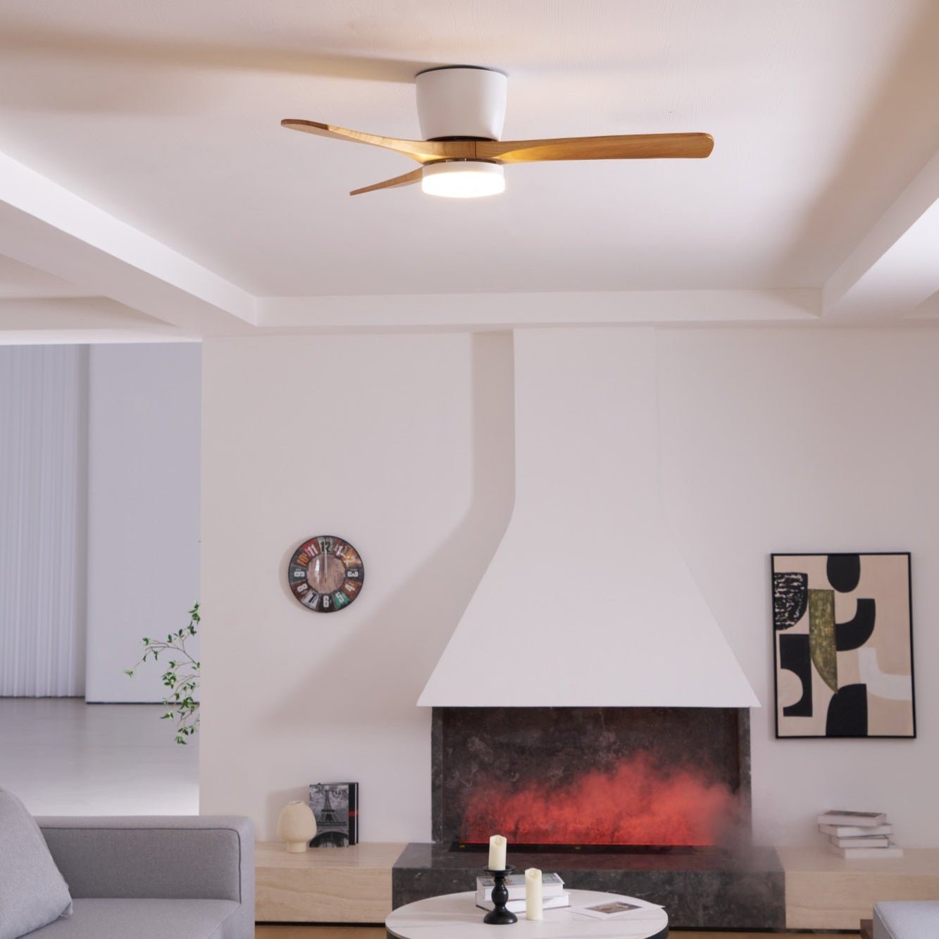 Timber Blade Ceiling Fan with LED Light | DC Motor, 3 Sizes
