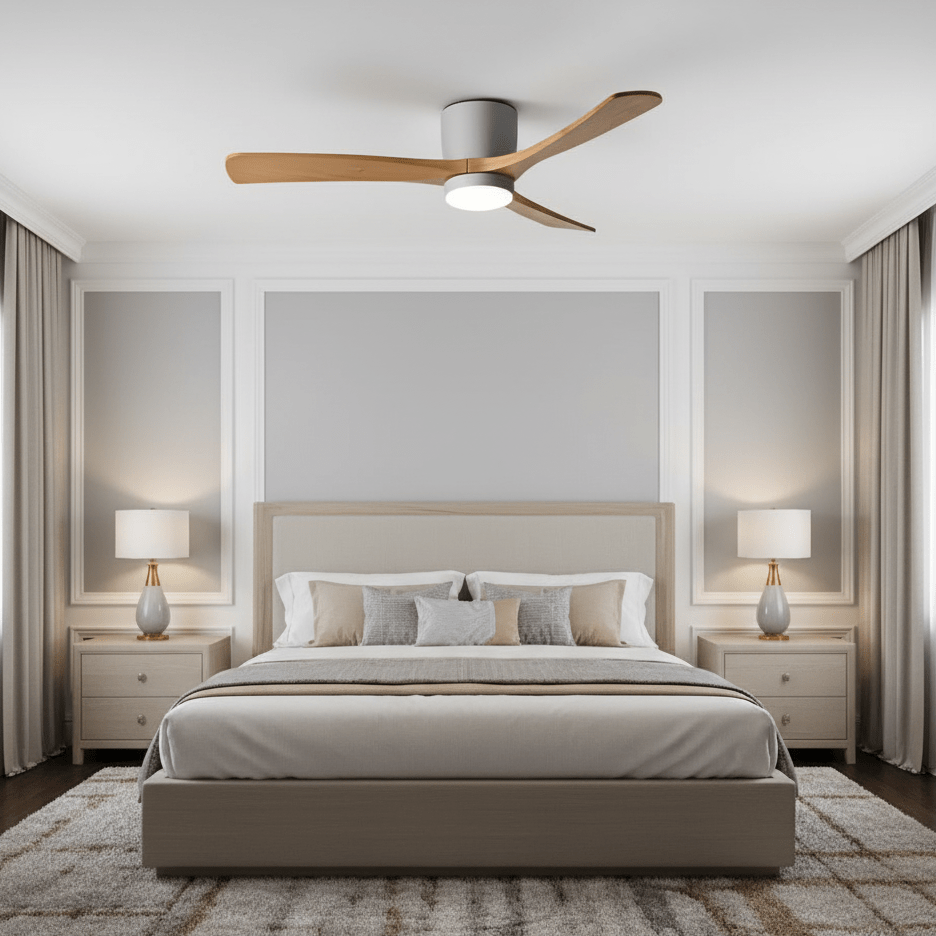 Timber Blade Ceiling Fan with LED Light | DC Motor, 3 Sizes