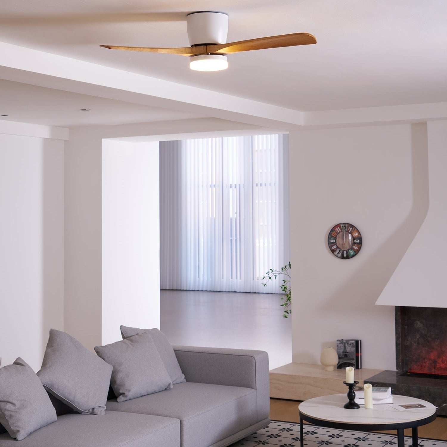 Timber Blade Ceiling Fan with LED Light | DC Motor, 3 Sizes