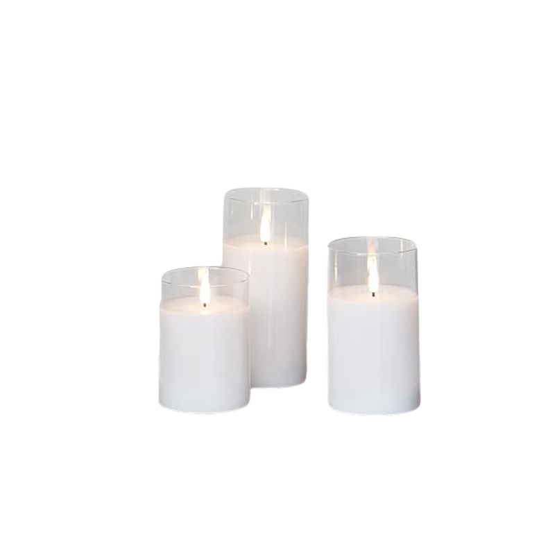 Real Wax LED Candle Set | Set of 3, Flame Effect with Remote
