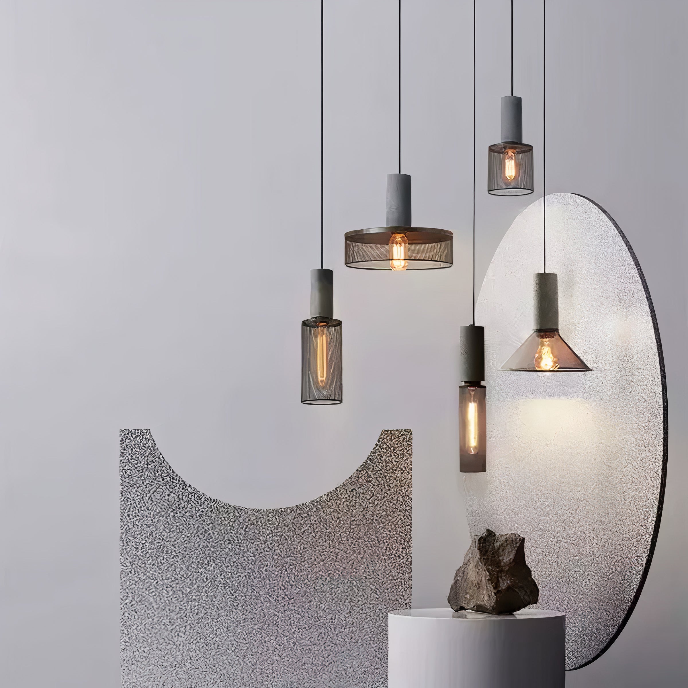 Concrete Mesh Pendant Light | Industrial Wire Cage, E27