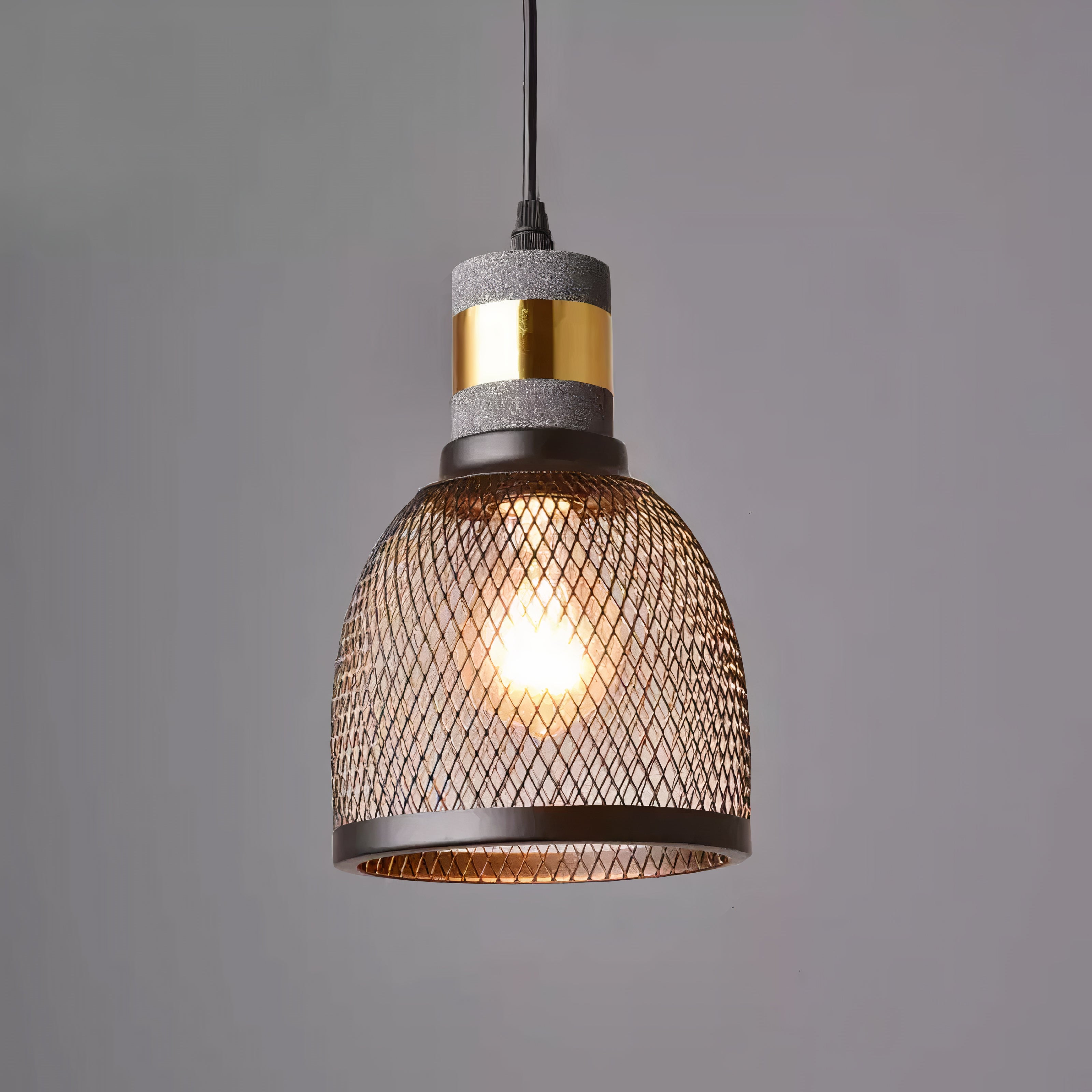 Concrete Mesh Pendant Light | Industrial Wire Cage, E27