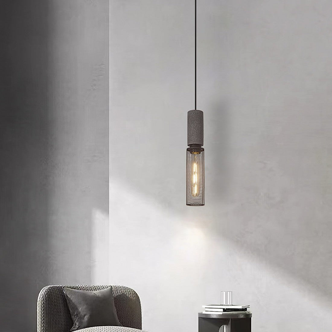 Concrete Mesh Pendant Light | Industrial Wire Cage, E27