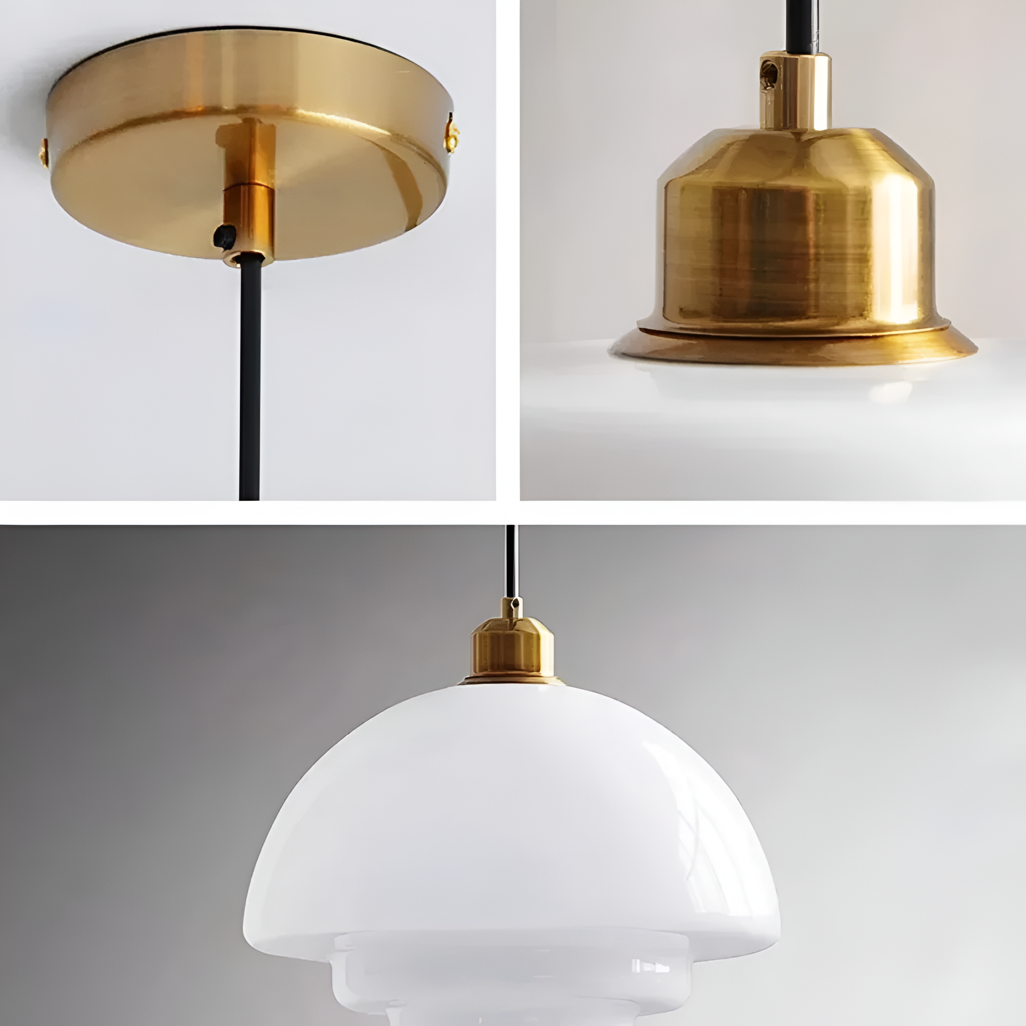 Art Deco Glass Pendant Light | Brass and Glass, Three Shapes