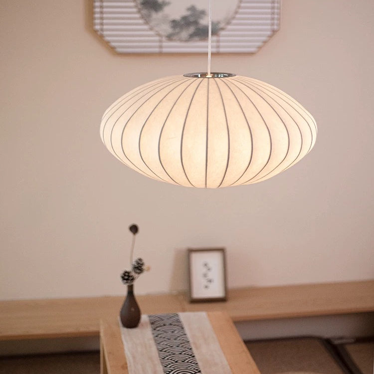 Japandi Silk Pendant Light | Round, Soft-Diffused Glow