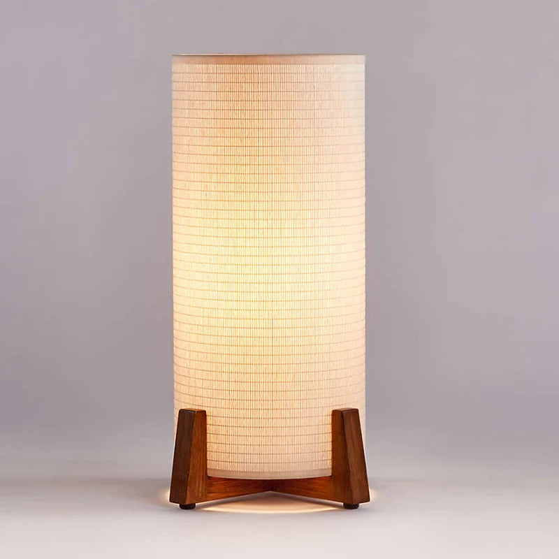 Japandi Solid Ash Table Lamp | Linen Shade, Warm Glow