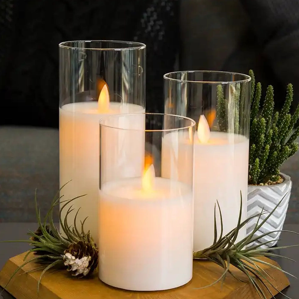 Real Wax LED Candle Set | Set of 3, Flame Effect with Remote