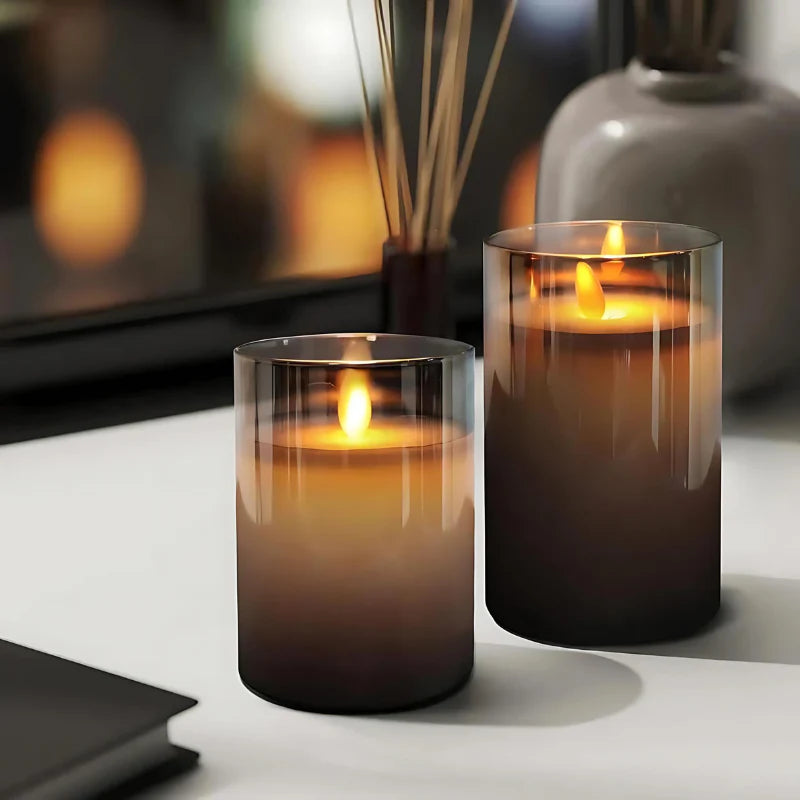 Real Wax LED Candle Set | Set of 3, Flame Effect with Remote
