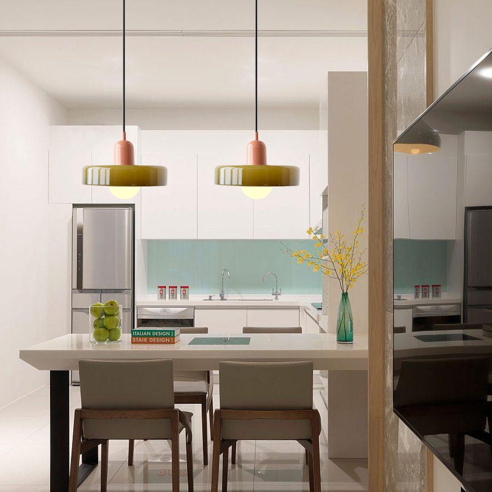 Bauhaus Glass Pendant Light | Leaded Glass, Two Sizes