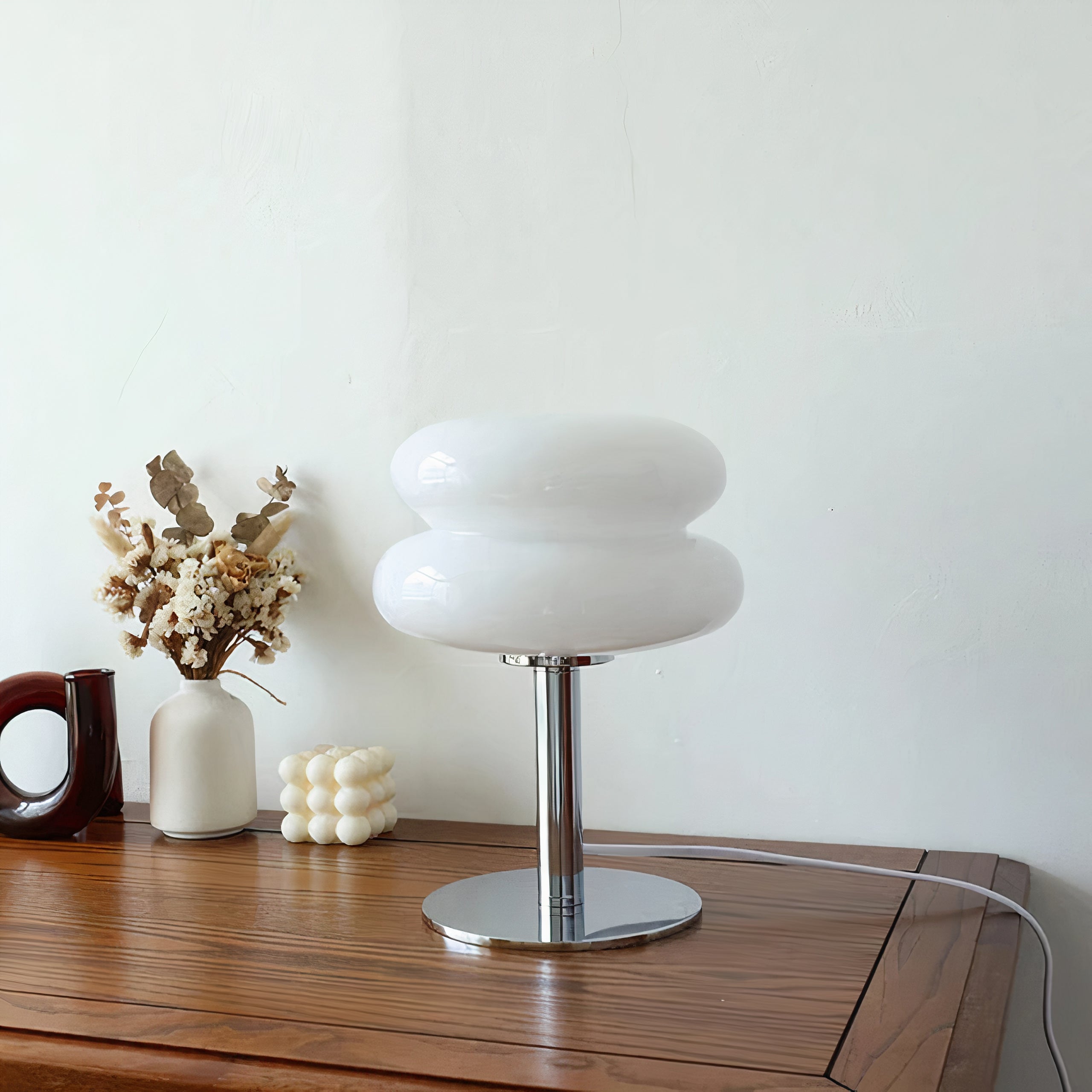 Cloud Glass Table Lamp | Retro G9 Design, Chrome Base