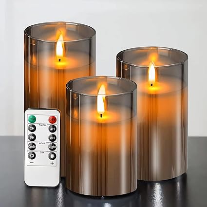Real Wax LED Candle Set | Set of 3, Flame Effect with Remote