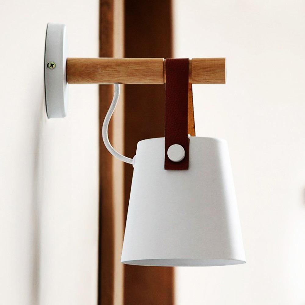Timber and Leather Wall Lamp | Scandinavian Design, E27