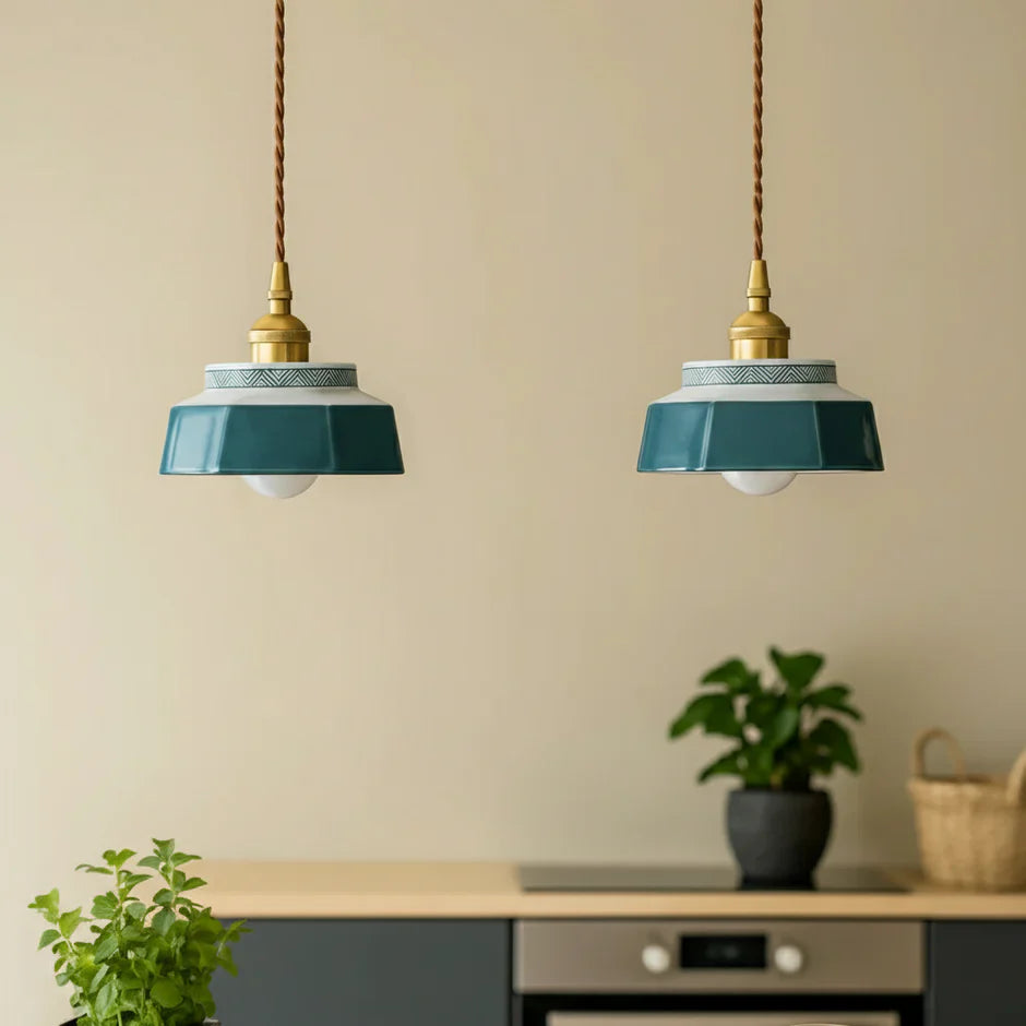 Hand-Painted Ceramic Pendant Light | Scandinavian Style, E27