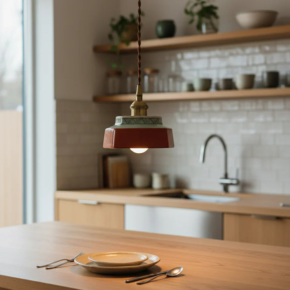 Hand-Painted Ceramic Pendant Light | Scandinavian Style, E27