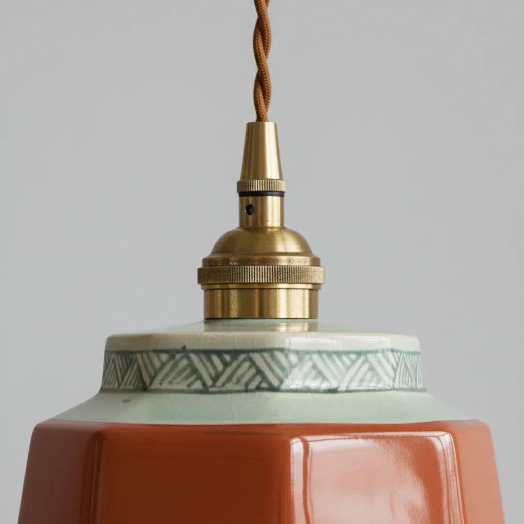 Hand-Painted Ceramic Pendant Light | Scandinavian Style, E27