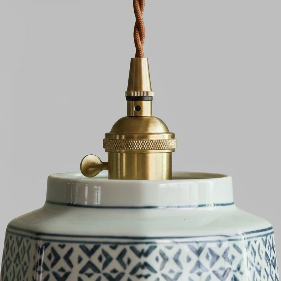 Hand-Painted Ceramic Pendant Light | Scandinavian Style, E27