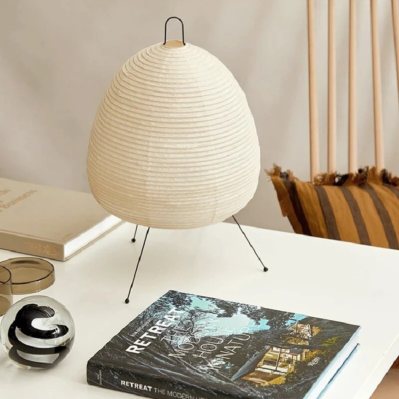 Japanese Rice Paper Table Lamp | Japandi Style, Warm Diffused Light