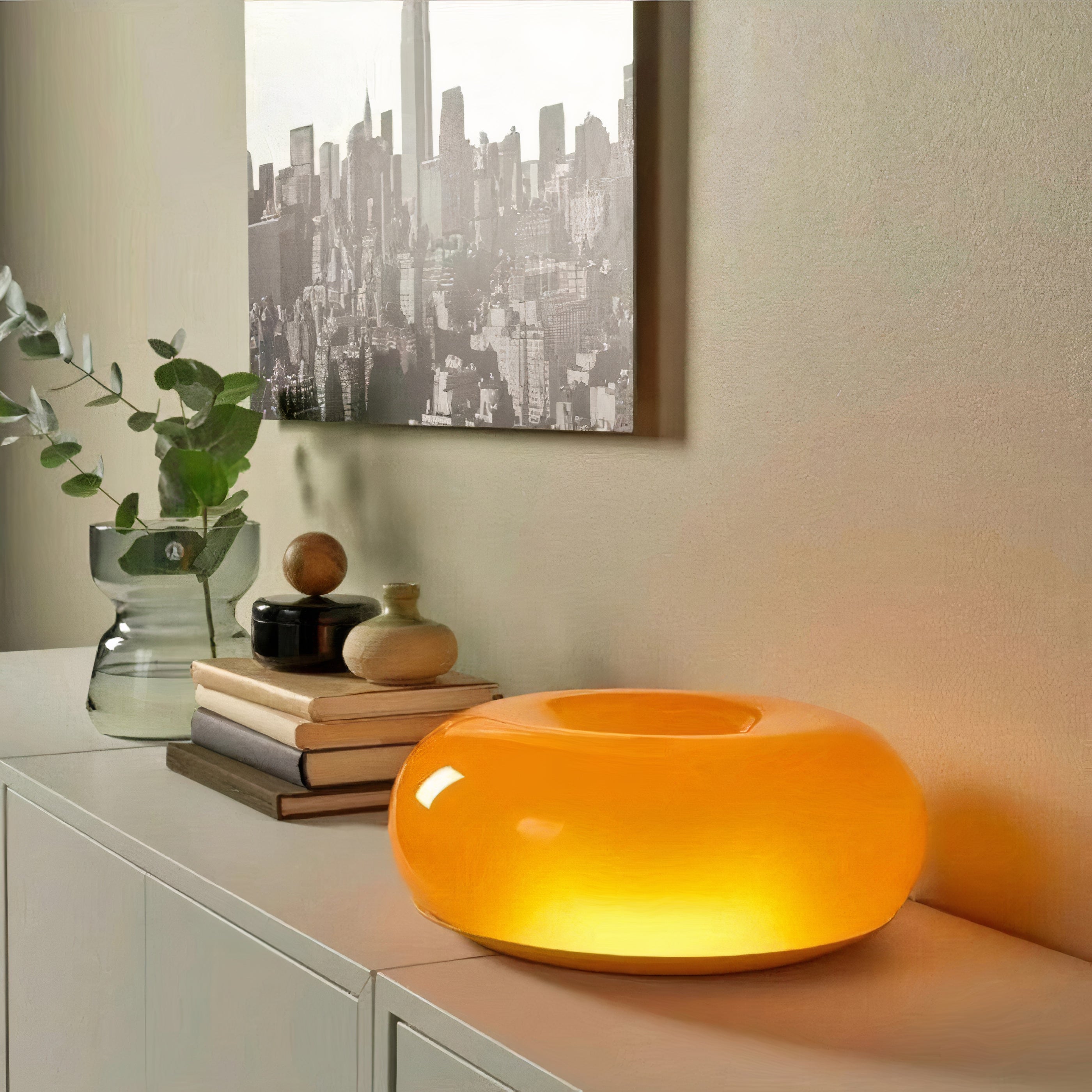 Bauhaus Glass Ring Table Lamp | Dimmable LED, Touch Control